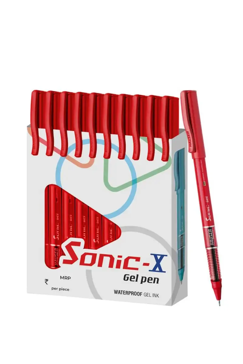 Hauser Germany Sonic-X Gel Pen (Red) - Pack of 10