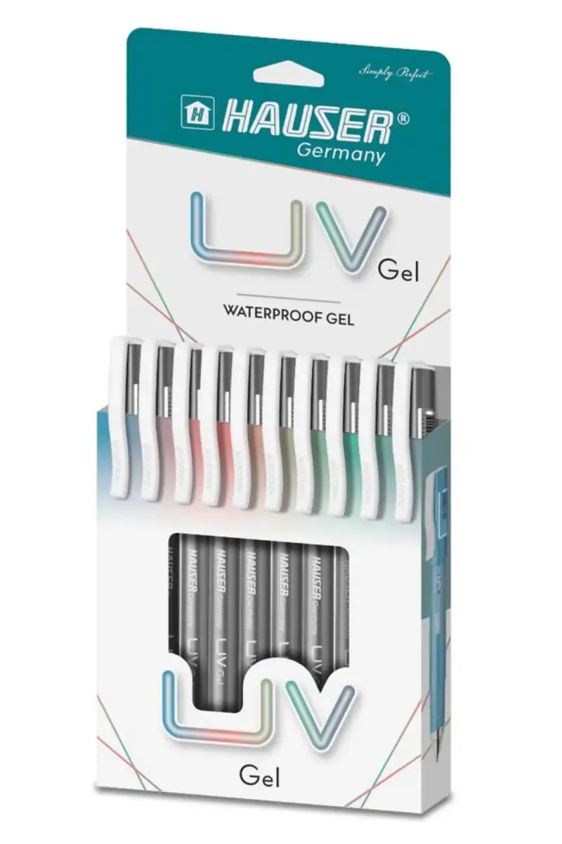 Hauser UV Gel Pen (Black Ink) - Pack of 10