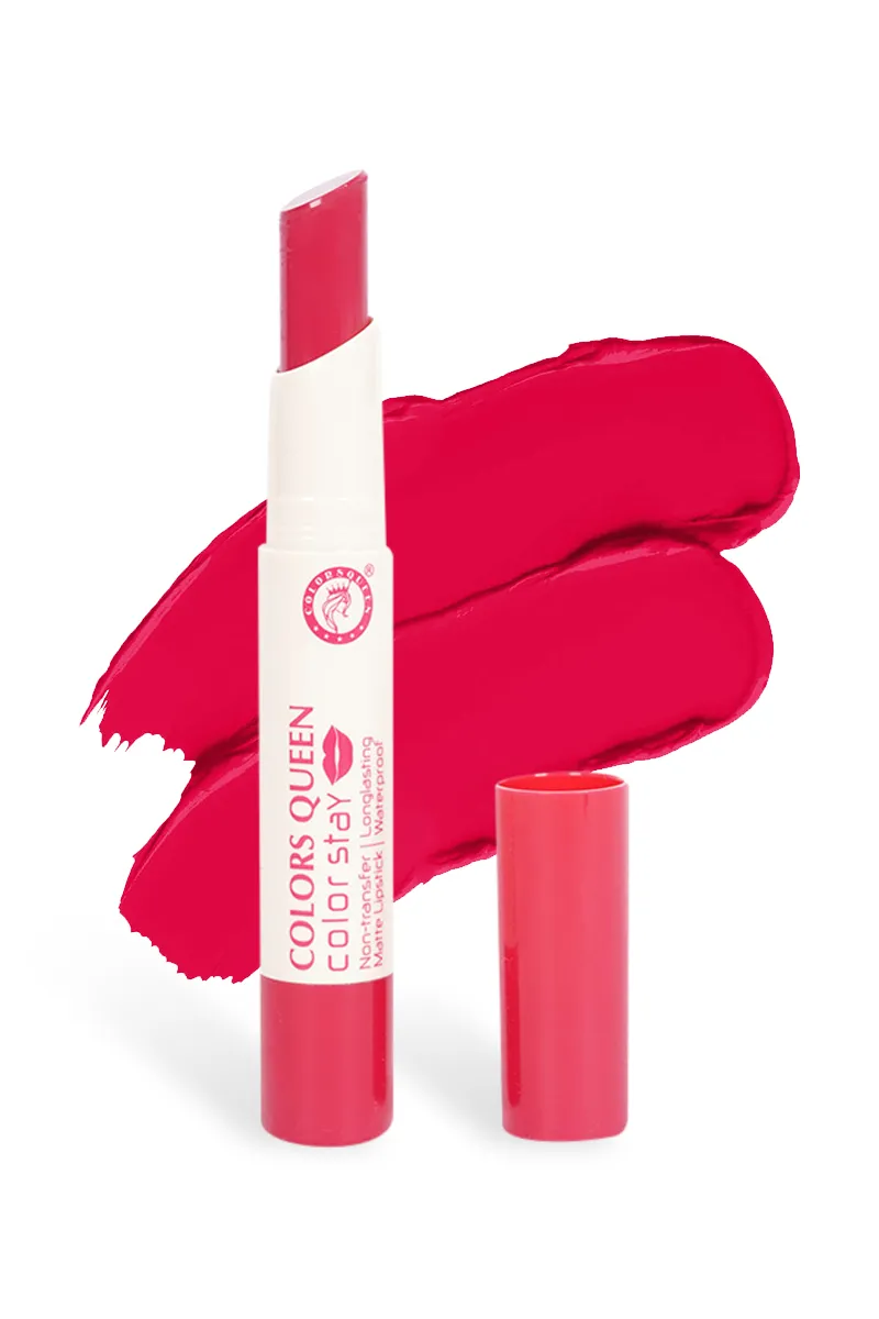 Colors Queen Color Stay Lipstick – Bright Red (Non-Transfer, Matte, Long-Lasting)
