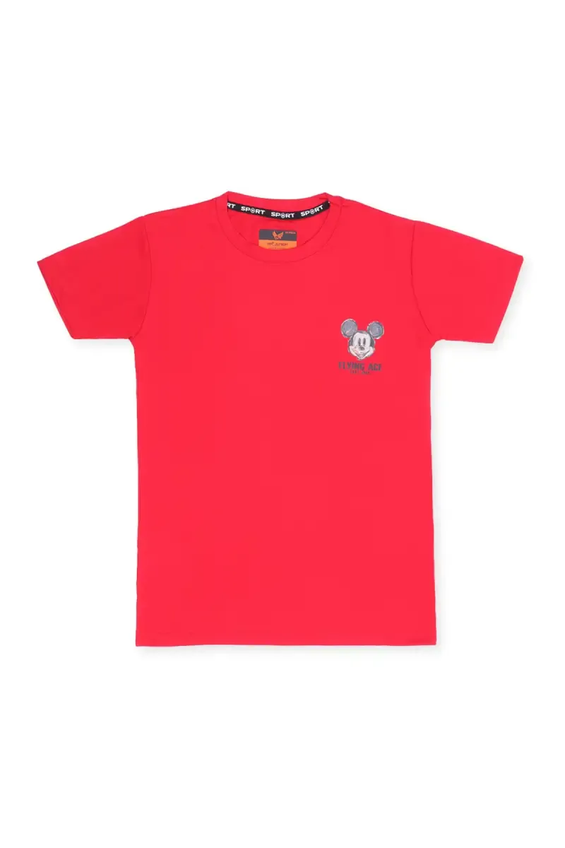 Boy's Cotton Printed Casual T-shirt 03177578YRSRED
