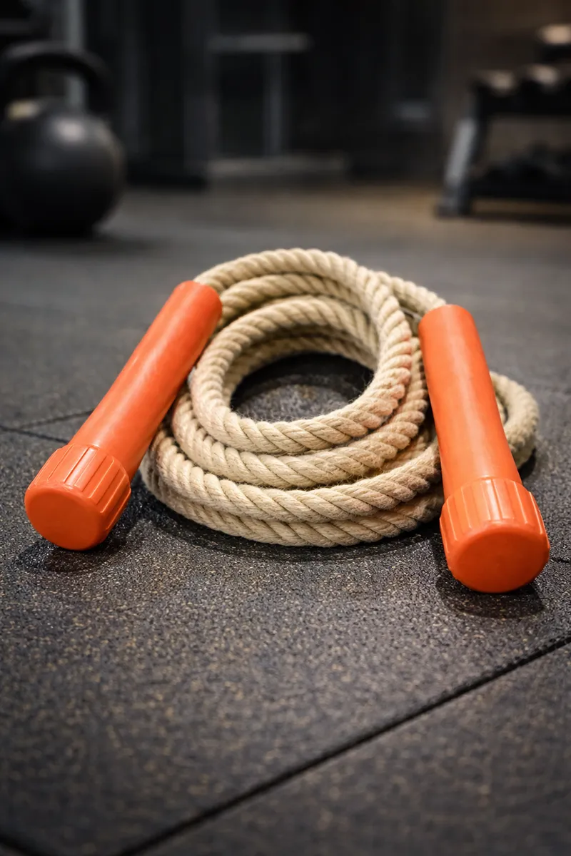 Tenstar Cotton Skipping Rope with Plastic - (Orange & White)