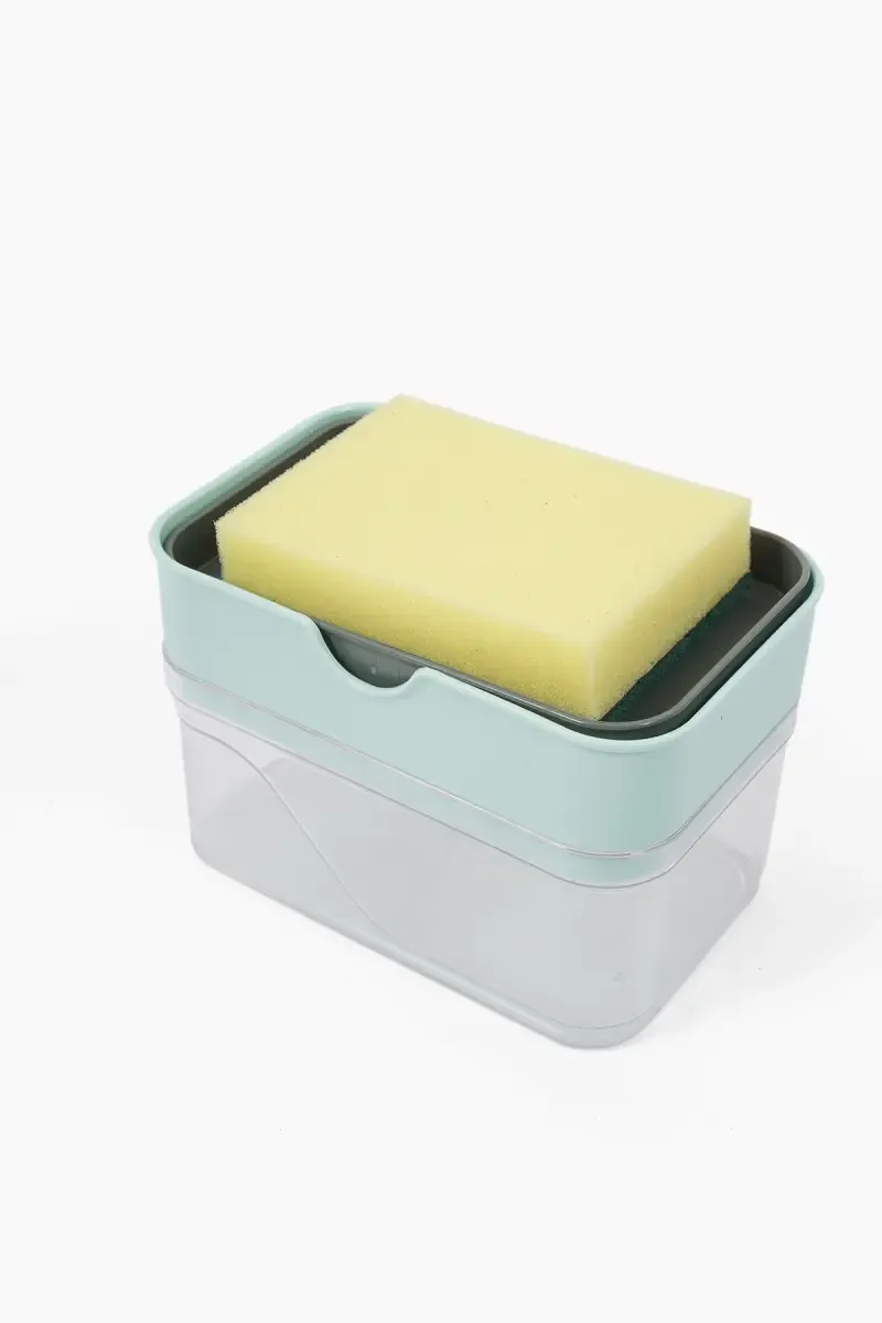 Plastic & Sponge 2 in 1 Soap Dispenser with Scrub - 15 Cm