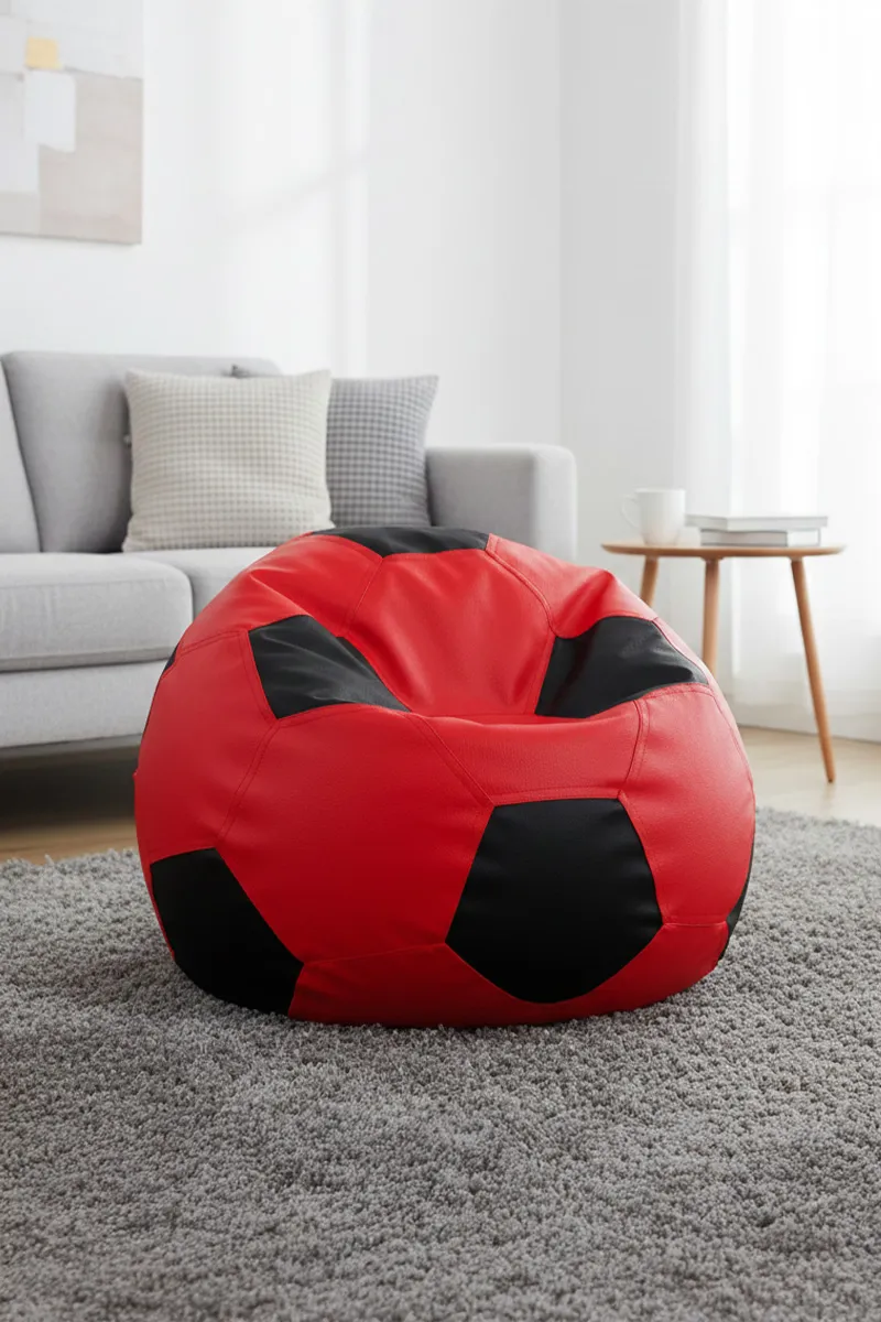 Couchette Kids Football Bean Bag Small (Without Fillers) - Red & Black