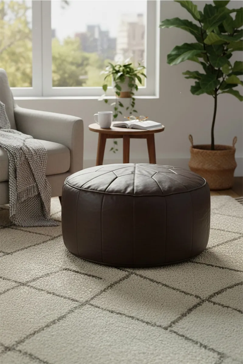 Couchette Round Pouffe Moroccan Bean Bag (Brown) - 031906BROMED