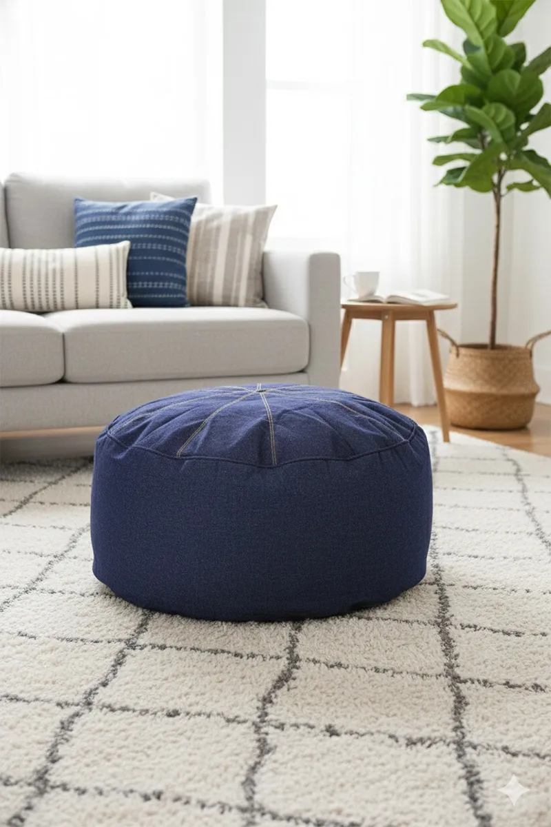 Couchette Medium Moroccan Bean Bag Denim Blue - (Without Fillers)