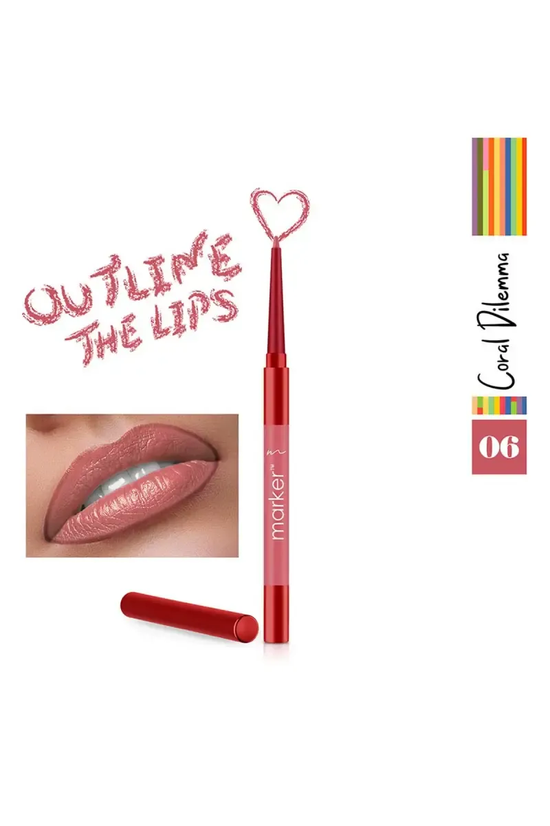 Beauty Relay London Marker Lip Liner Pencil - 0.27g (Coral Dilemma 06)