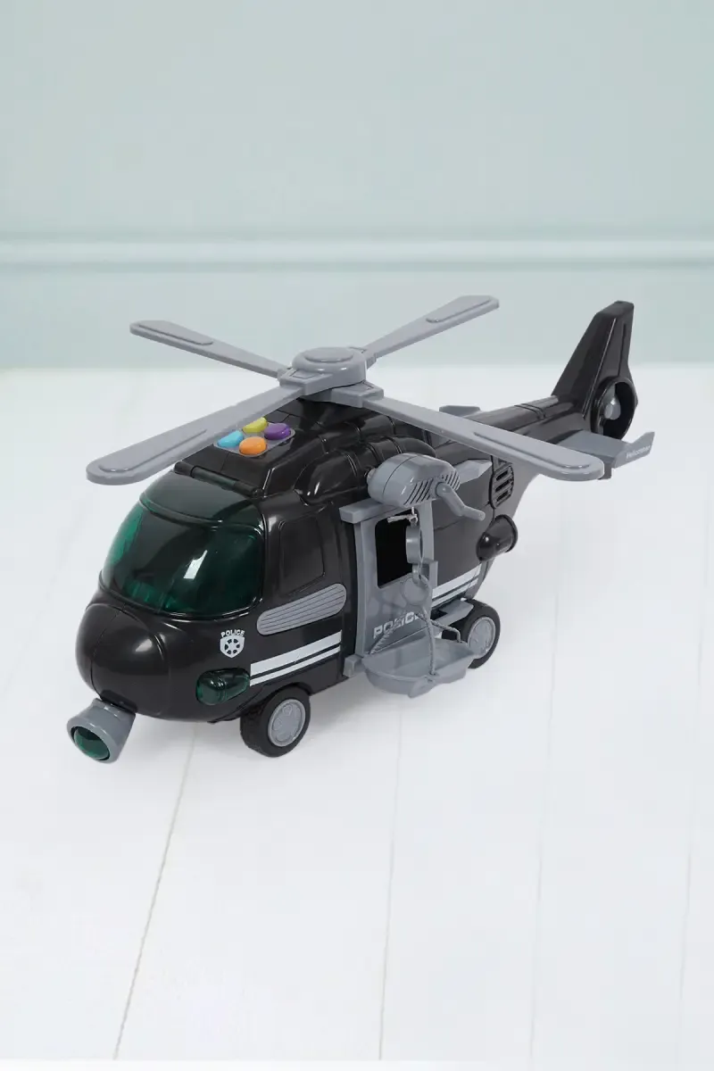 Police Rescue Helicopter Toy - (Black & Grey)