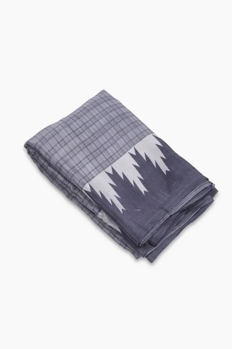 Synthetic Checkered Printed Saree for Women