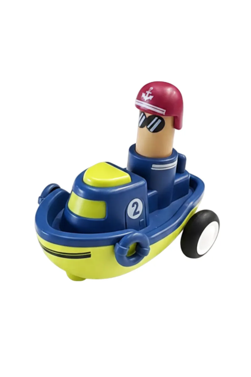 Boat Toy with Captain Press & Go Toy - (Blue) 