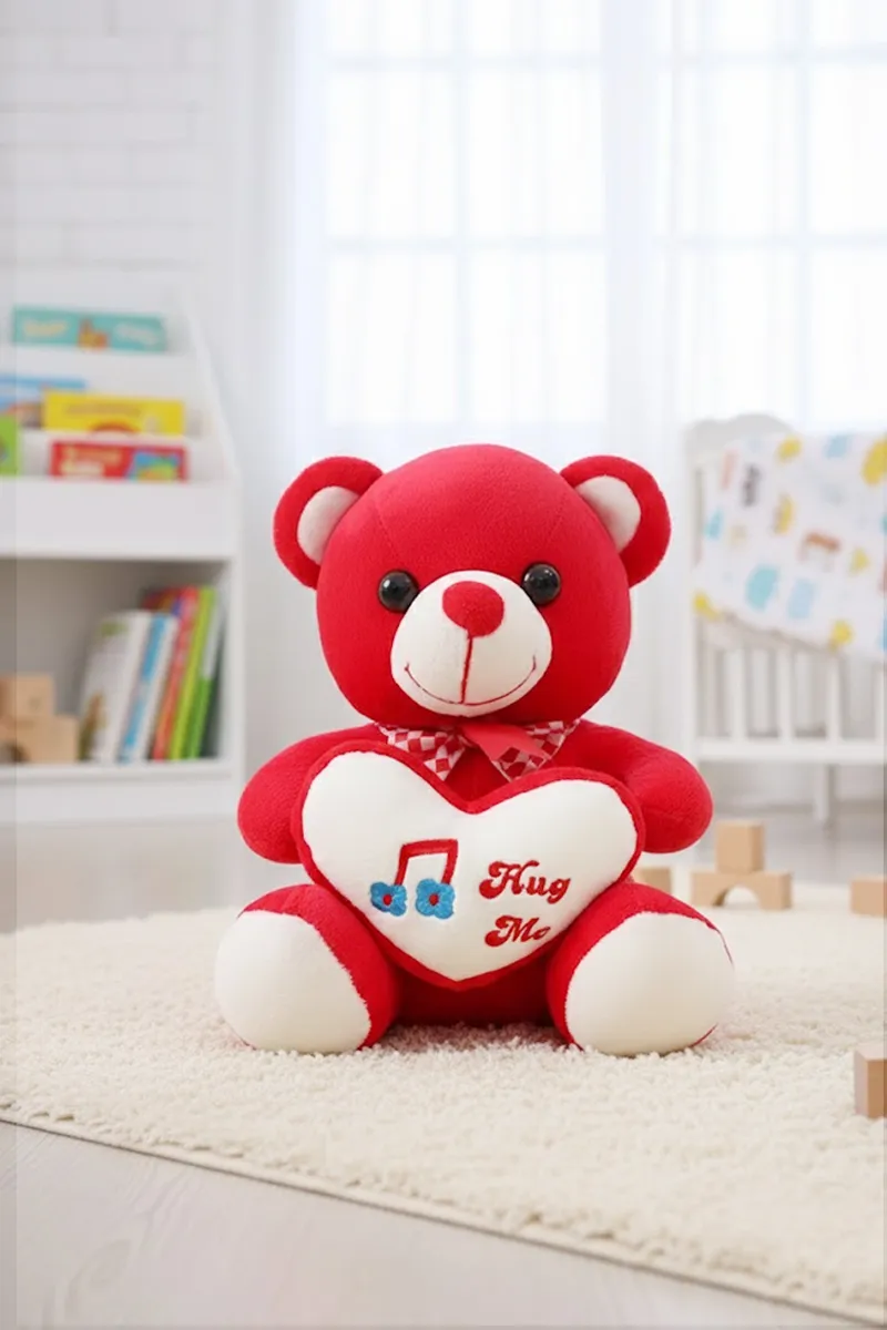 Red Teddy Bear Soft Toy with Heart - 032426RED