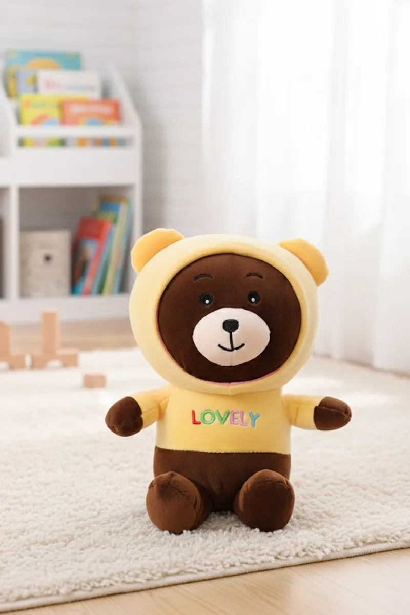Lovely Teddy Bear Soft Plush Toy with Hoodie - 032453BROPASYEL