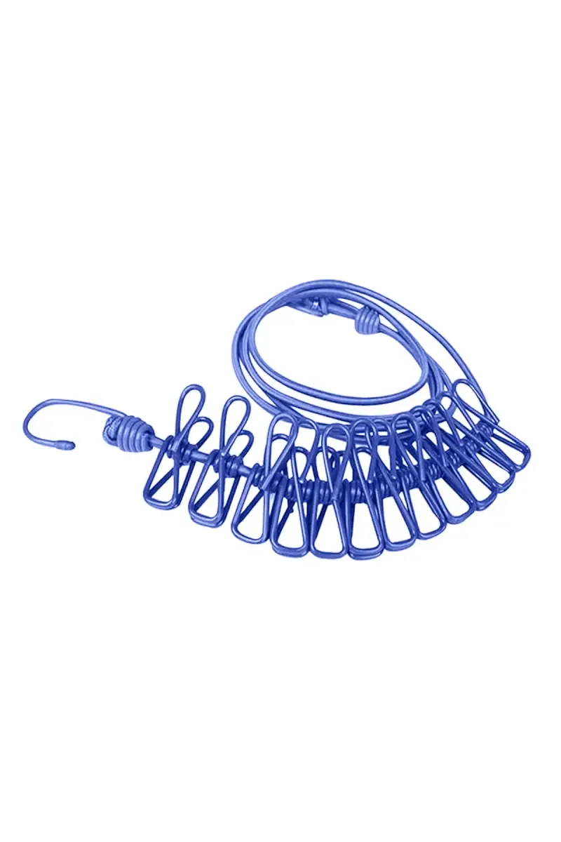 Stainless Steel Cloth Rope with Clip - 12 Clips 032489STASTEBLU