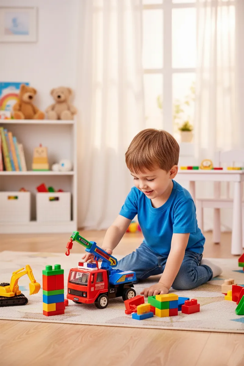 Kids Construction Crane Truck Toy - (Red)