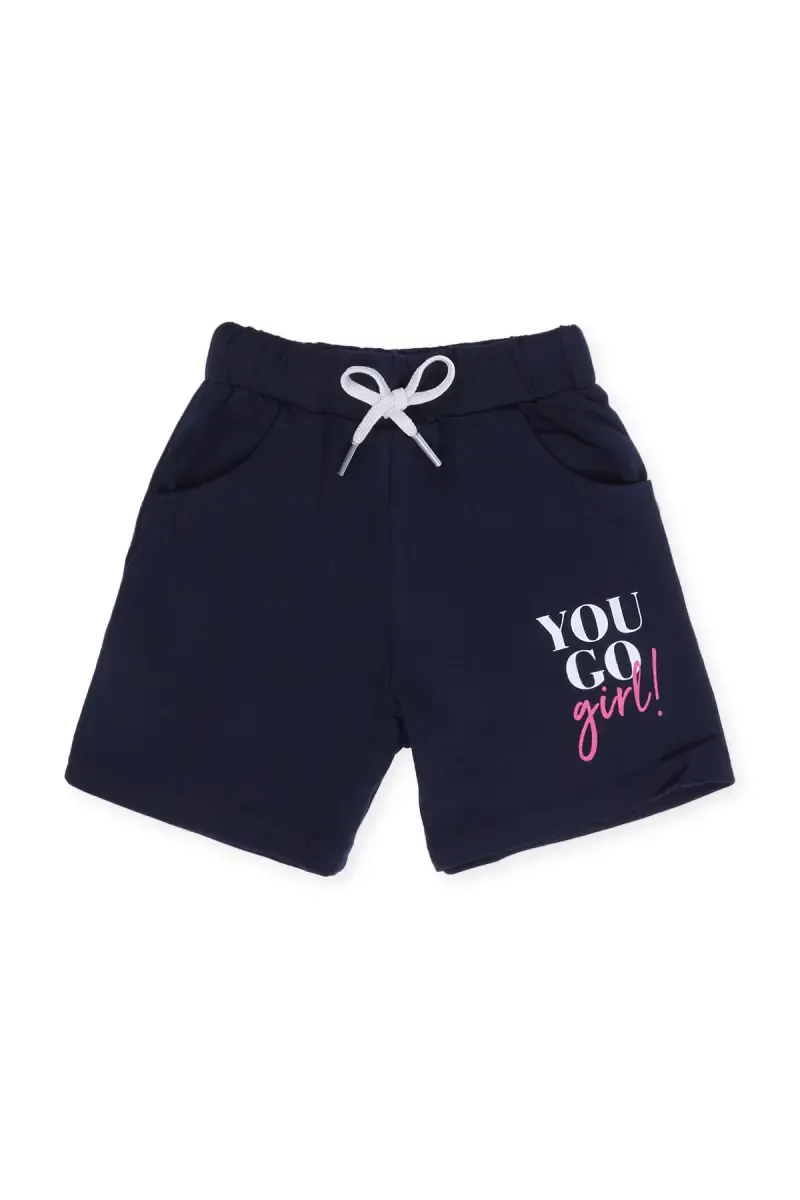Cotton Printed Shorts for Girls 032573NAVBLU56YRS2