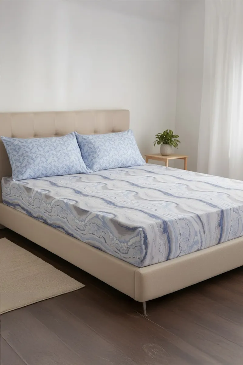 Cotton Blend Double Size Bedsheet with 2 Pillow Covers - Set of 3 032595DOUBLU