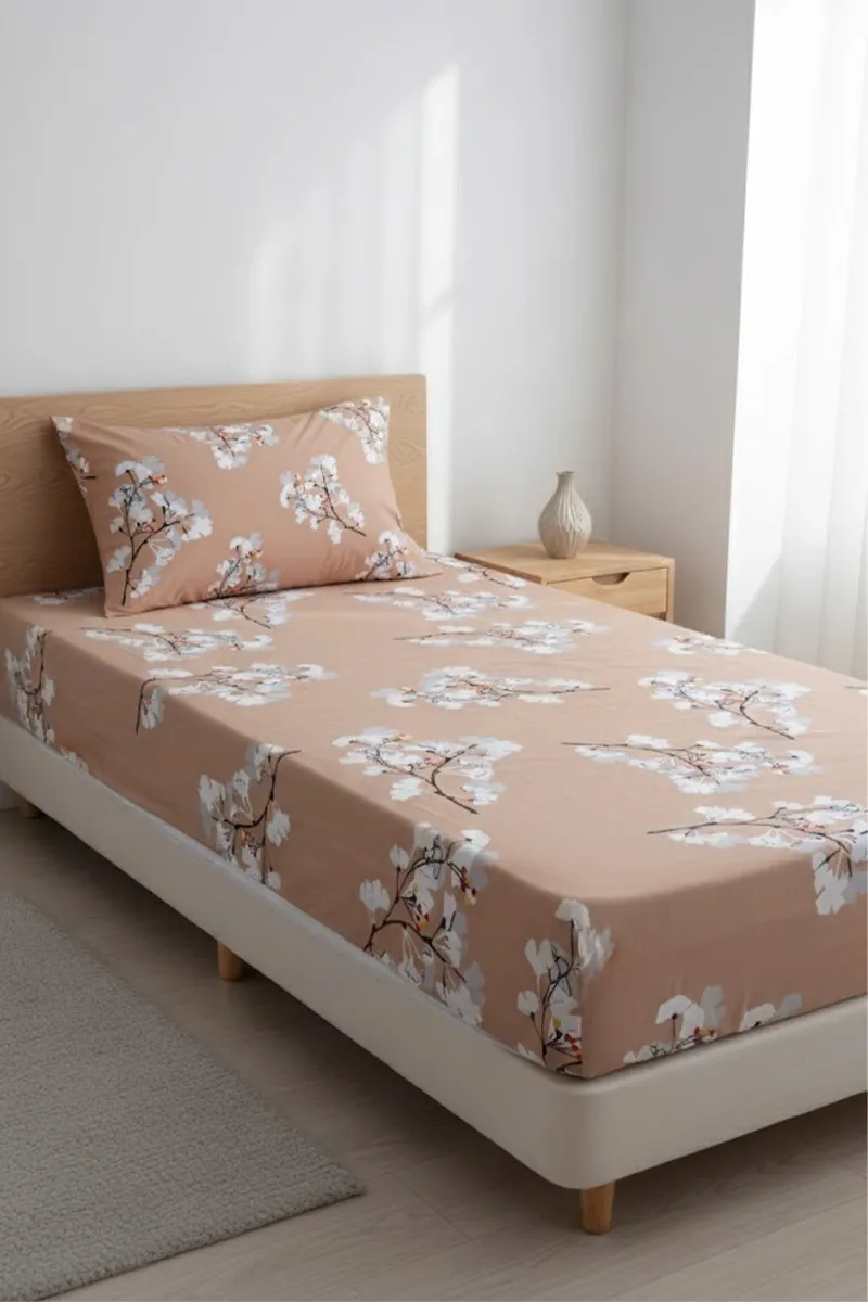 Cotton Blend Printed Single Size Bedsheet with 2 Pillow Covers - Set of 3