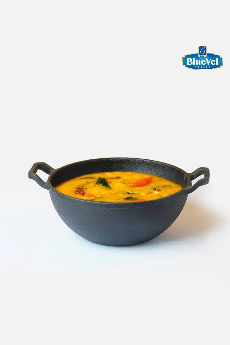 Bluevel Cast Iron Kadai, 10 Inch, 2.1L, Pre-Seasoned, Naturally Nonstick, 100% Pure, Toxin-Free, Induction Friendly, 2.9kg