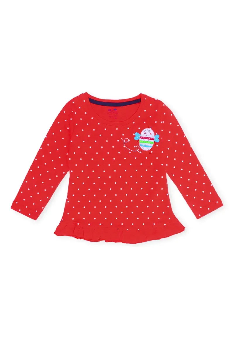 Cotton Printed T-Shirt for Baby Girls 032669RED612