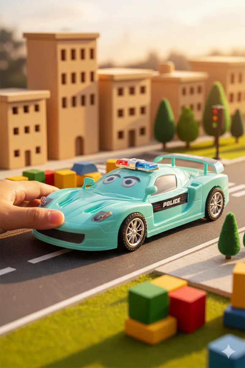 Turbo Police Car Friction Toy for Kids - (Aqua)