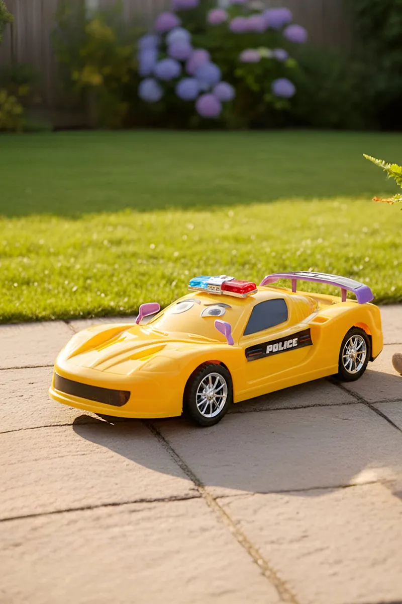 Turbo Police Car Friction Toy for Kids - (Yellow)