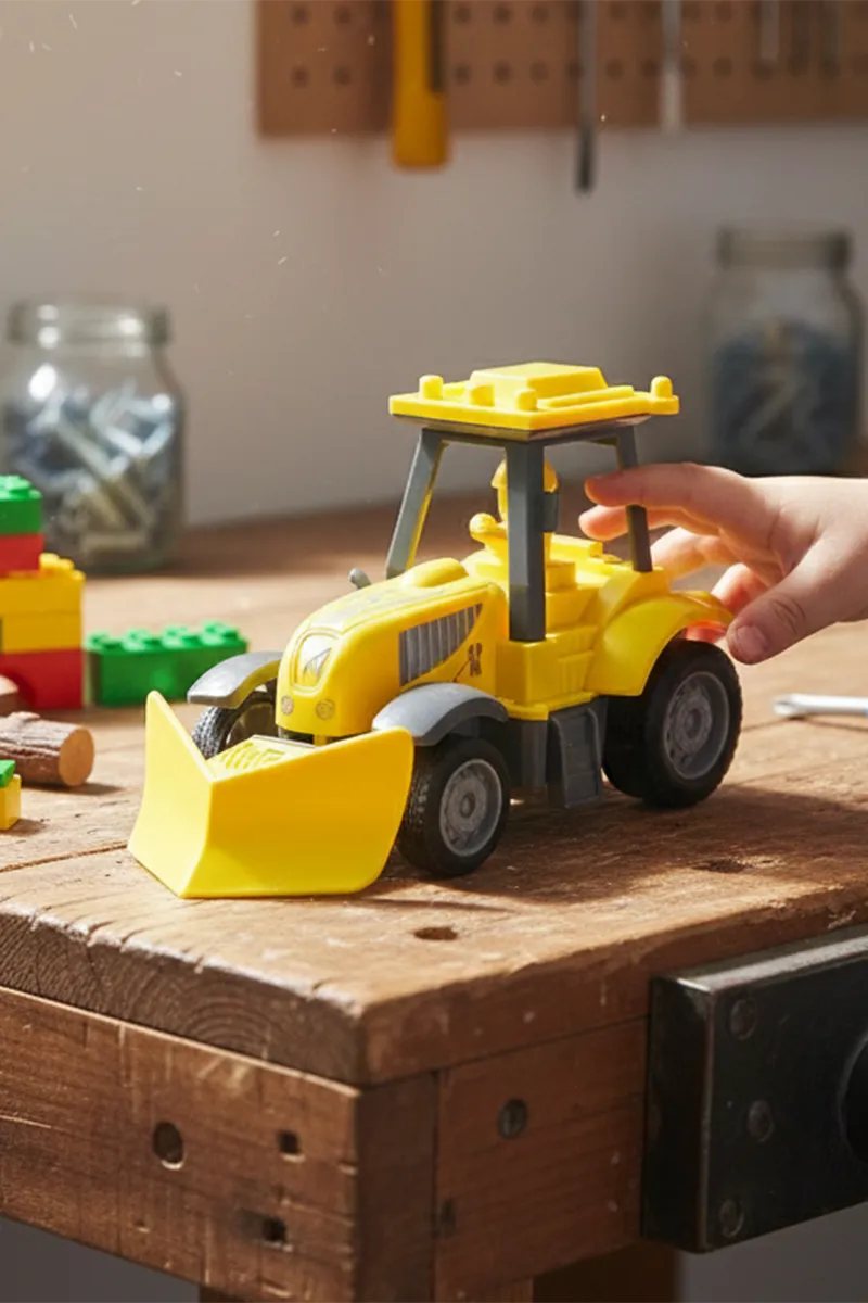 Construction Tractor Toy with Front Loader – (Yellow)