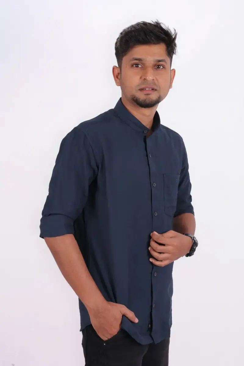 Cotton Blend Casual Shirt for Men  032751NAVBLUXXL