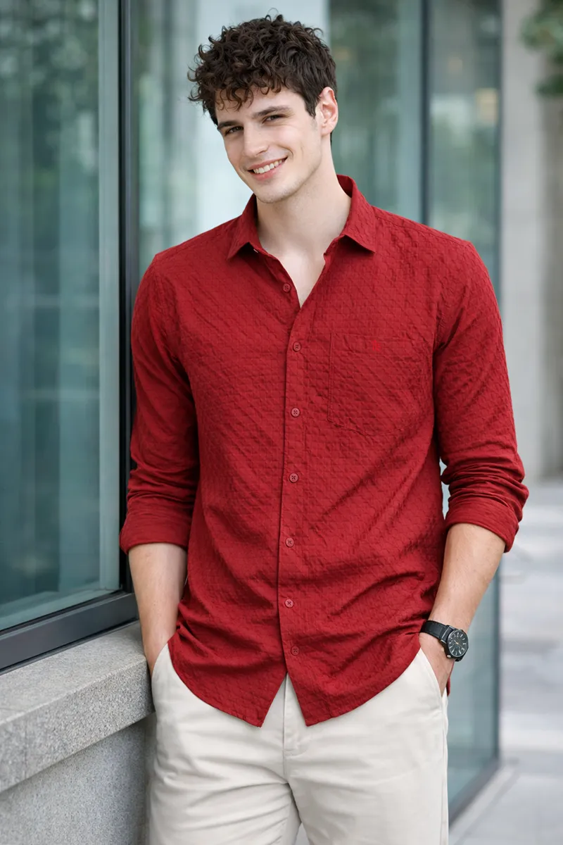 Popcorn Textured Casual Shirt for Men