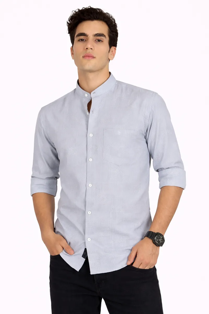 Men's Cotton Self Design Slim Fit Shirt 032914LIGGREXXL