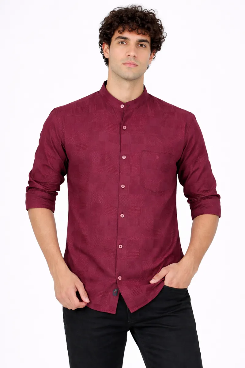 Men's Cotton Self Design Slim Fit Shirt 032914MARXXL