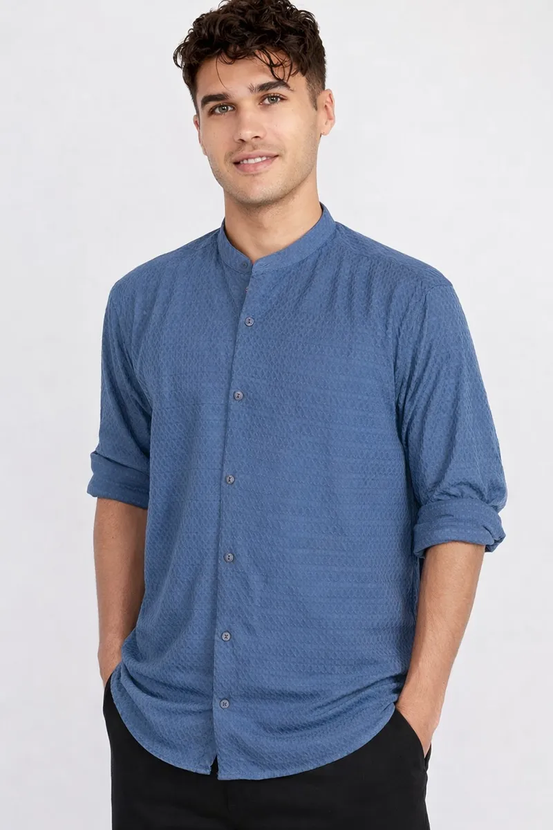 Men's Cotton Self Design Casual Shirt