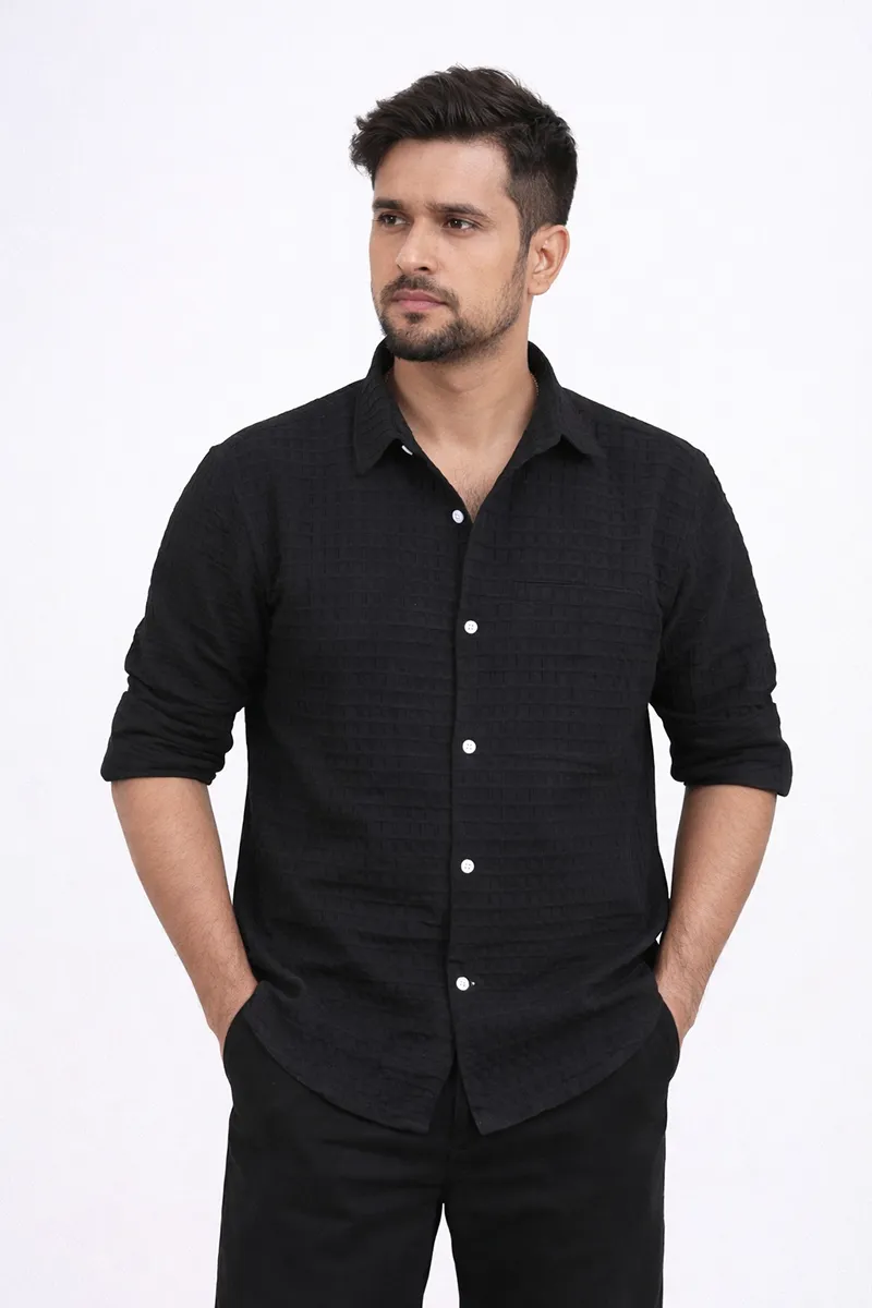 Men's Self Designed Casual Shirt 032943BLAXXL