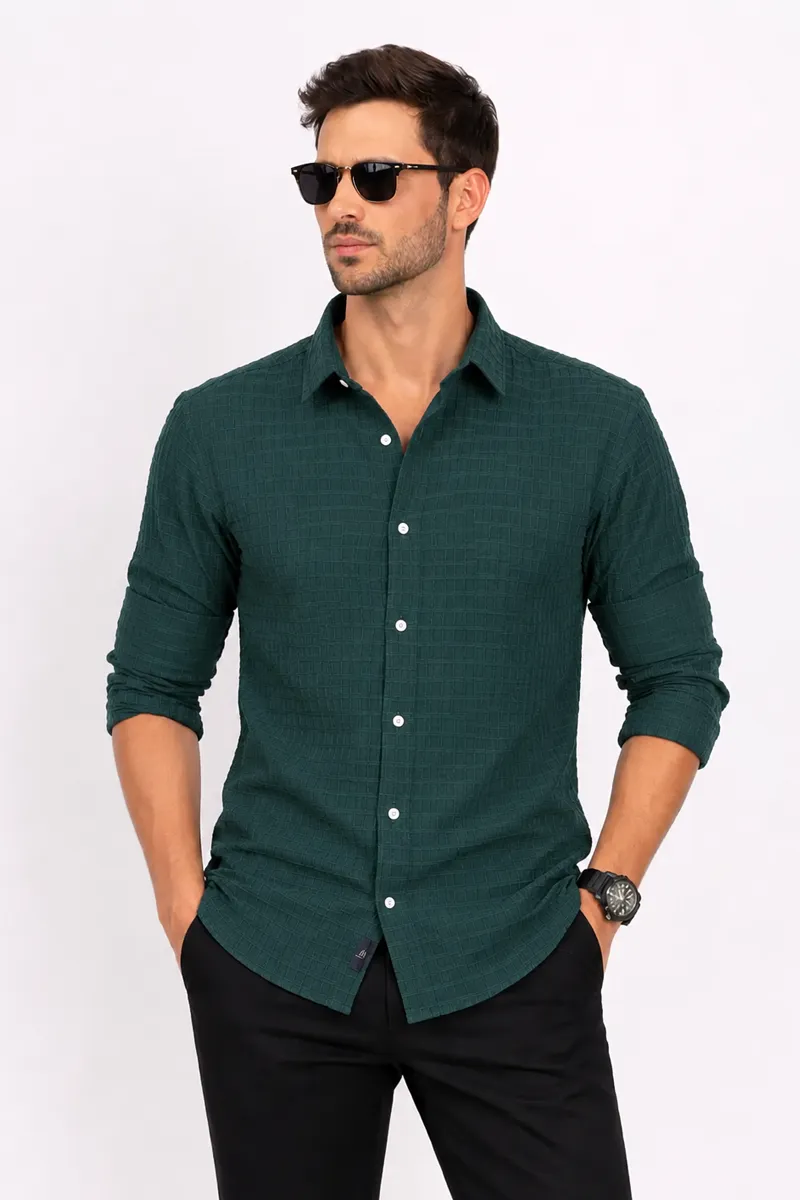 Men's Self Designed Casual Shirt 032943GREXXL
