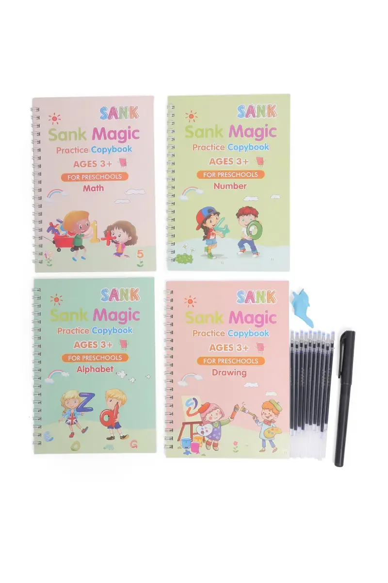 Sank Magic Practice Pack - (4 Books + 10 Refills + 1 Pen + 1 Grip)