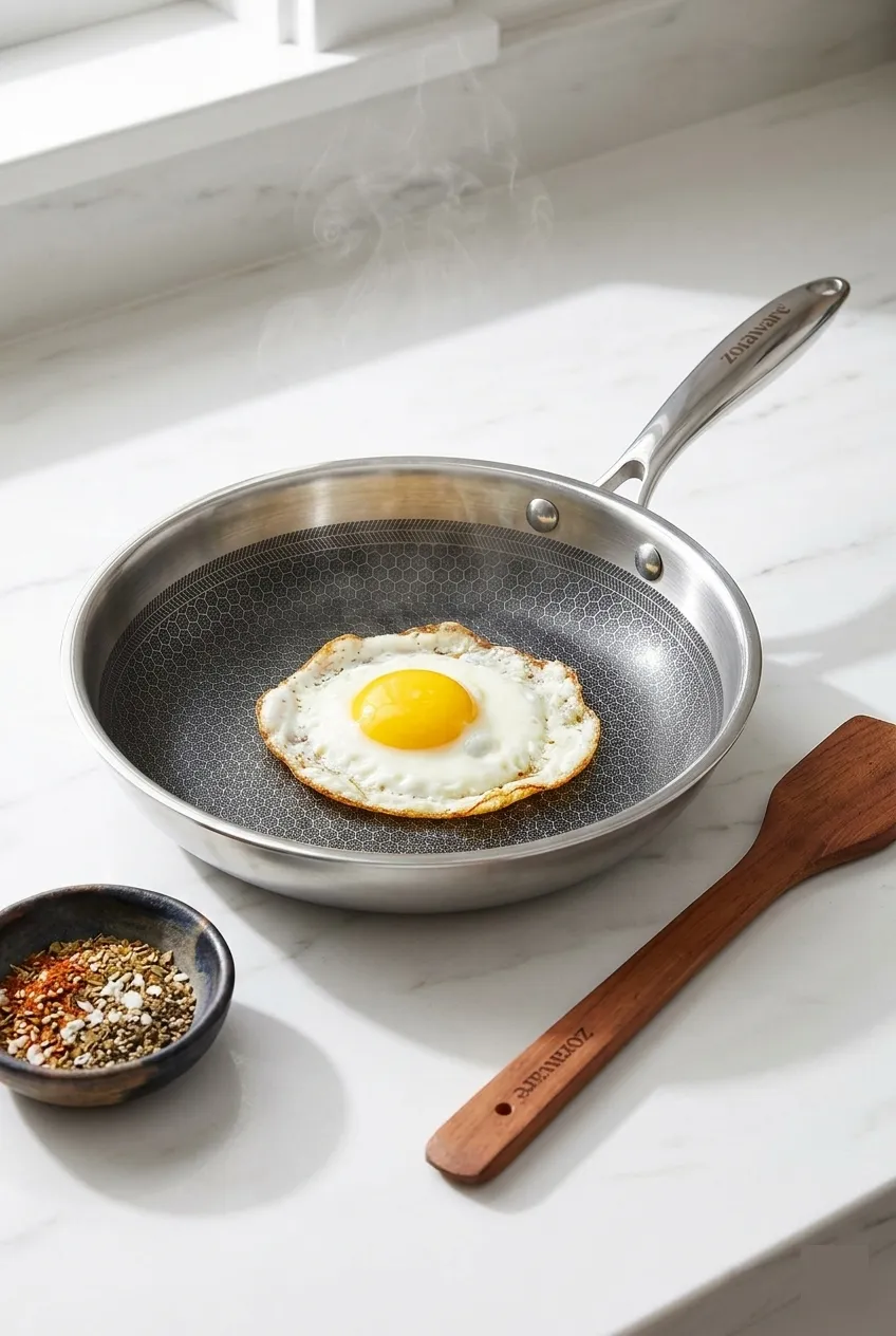 Zoraware Triply Honeycomb Fry Pan with Ladle - 22 Cm