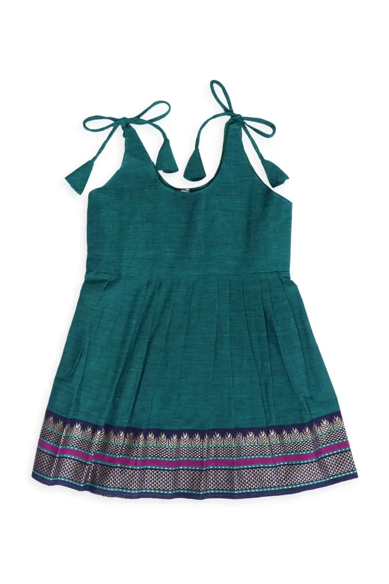 Pure Cotton Ethnic Frock for Baby Girl - Bottle Green 033468BOTGRE03M