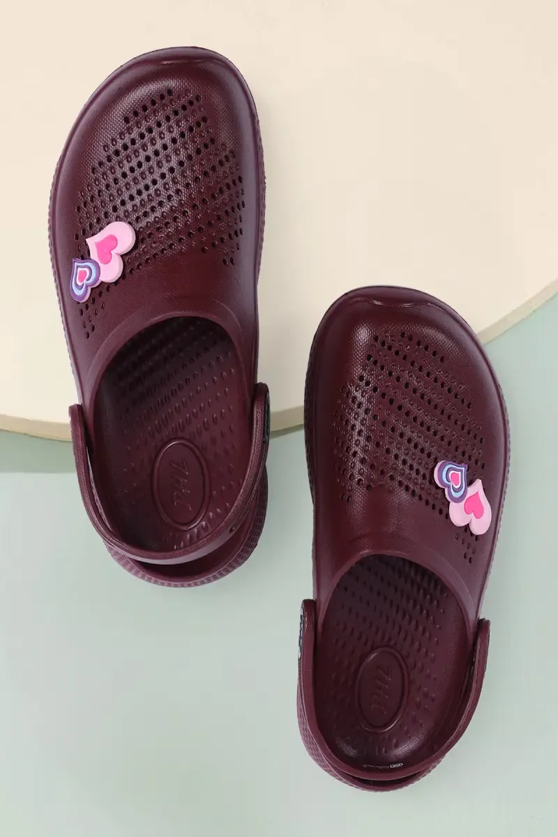 Heart Embellished Slingback Clogs for Girls  0335238CHE