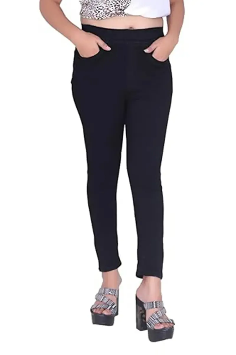 Denim Jeggings with Pocket for Women 033546BLAL