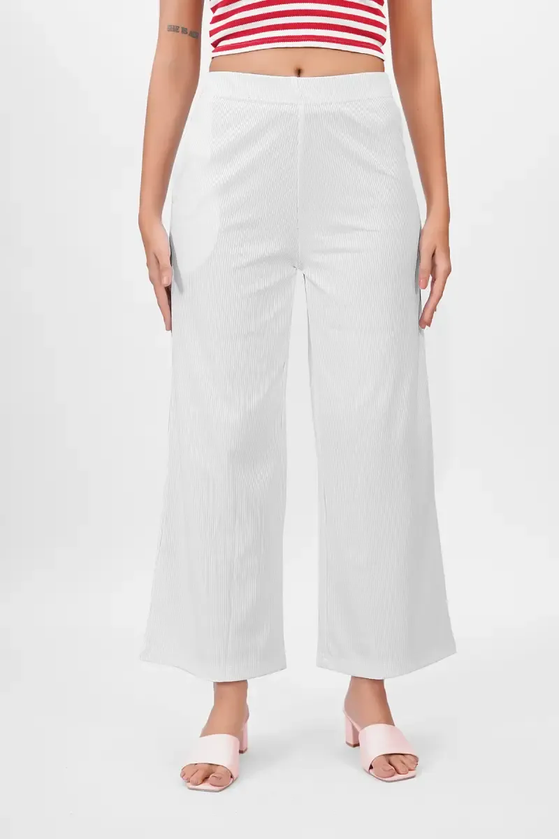 Lycra Ribbed Solid Palazzo for Women