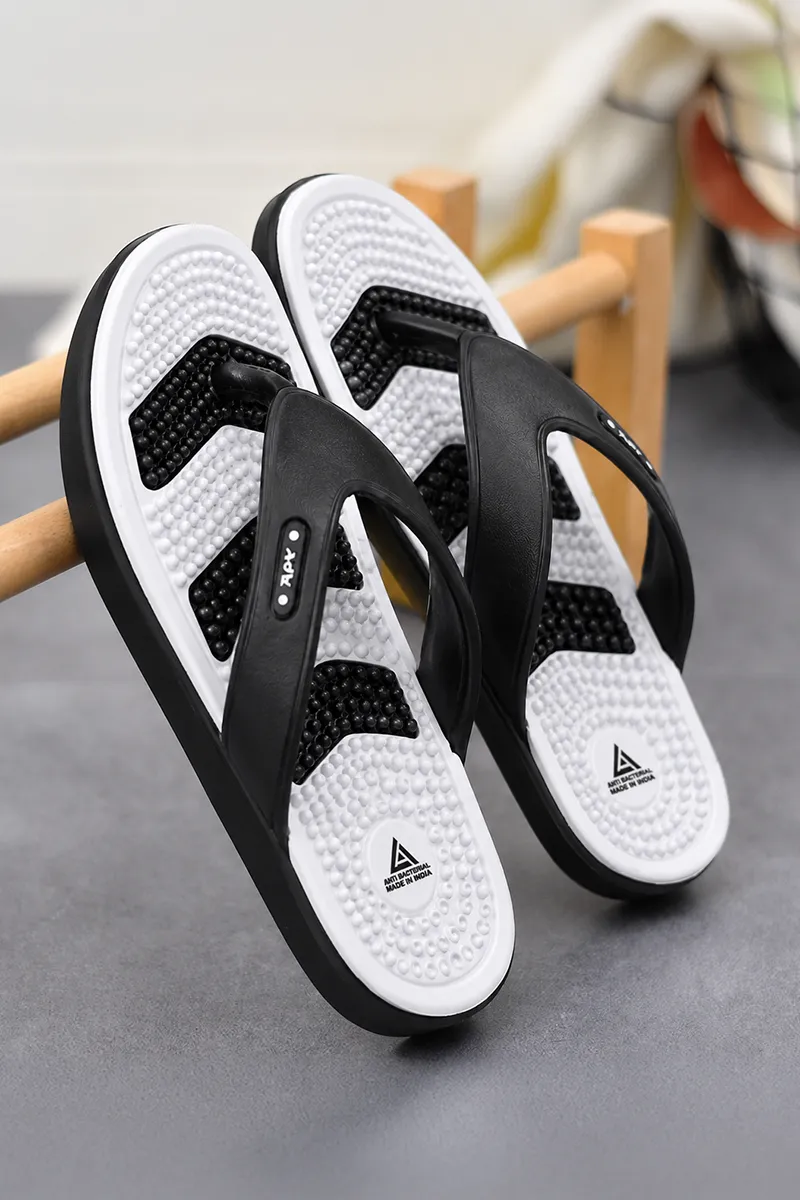 Textured Acupressure Footbed V-Strap Slippers for Men