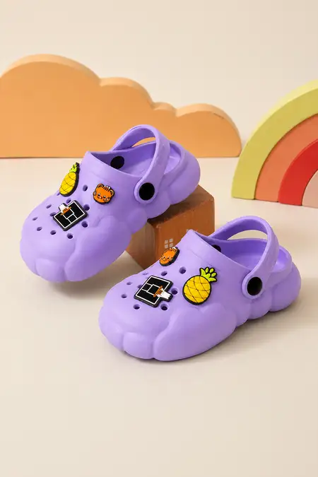 kid's Clogs with Back Straps & Decorative Charms 03357811VIO