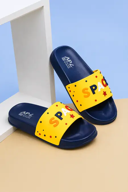Graphic Print Slip-On Slides for Kids - Space Theme
