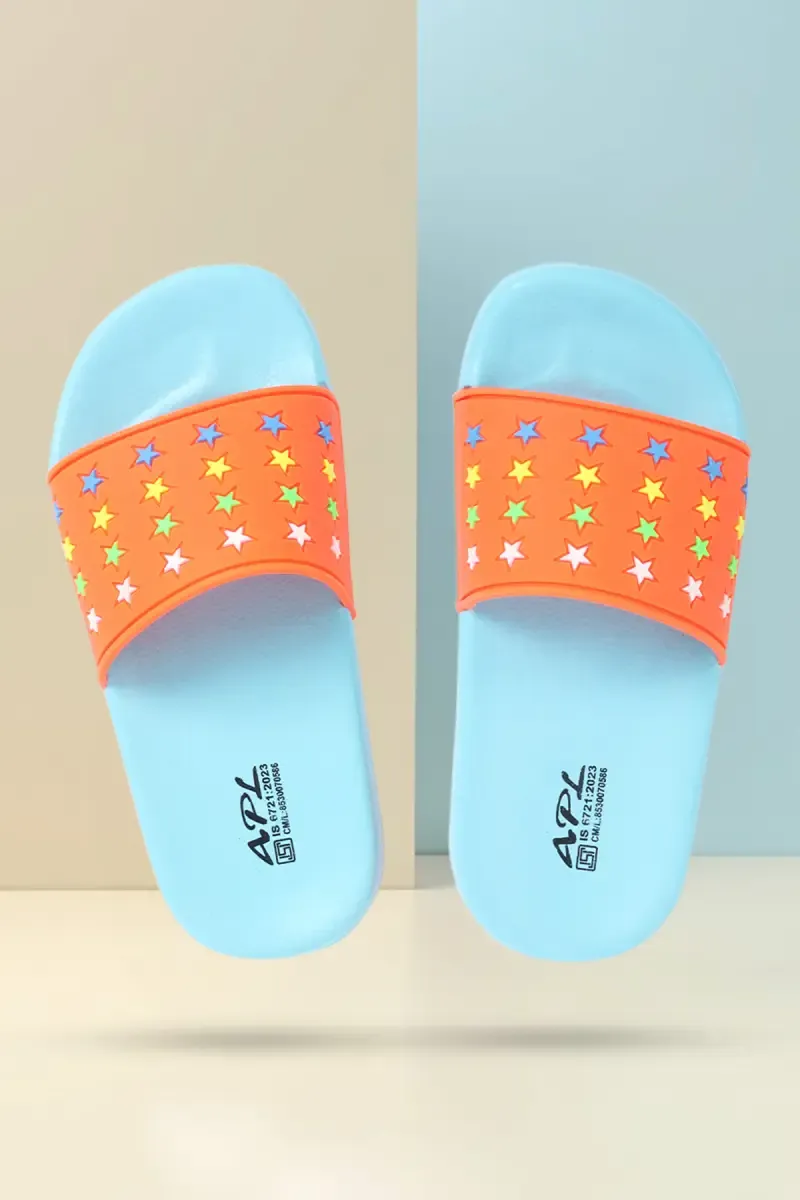 Colorful Star Print Slip-On Slides for Kids 0335981CYA&ORA