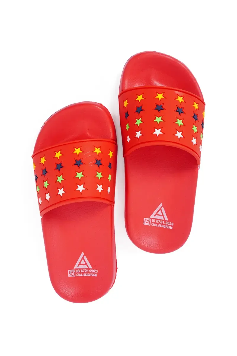 Colorful Star Print Slip-On Slides for Kids 0335981RED