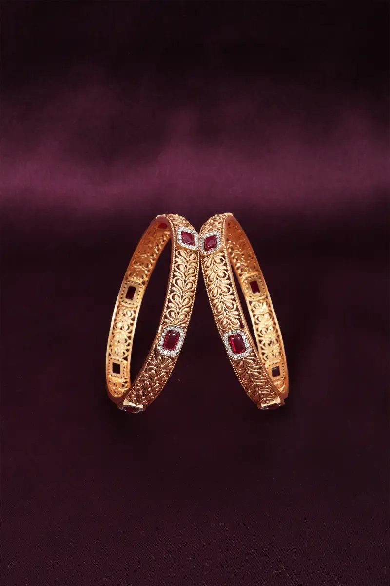 Floral Vine Engraving Kada Bangles for Women 033761GOL2.822