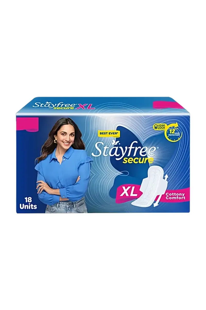 Stayfree Secure Cottony Comfort Sanitary Pads - XL, 18 Pieces