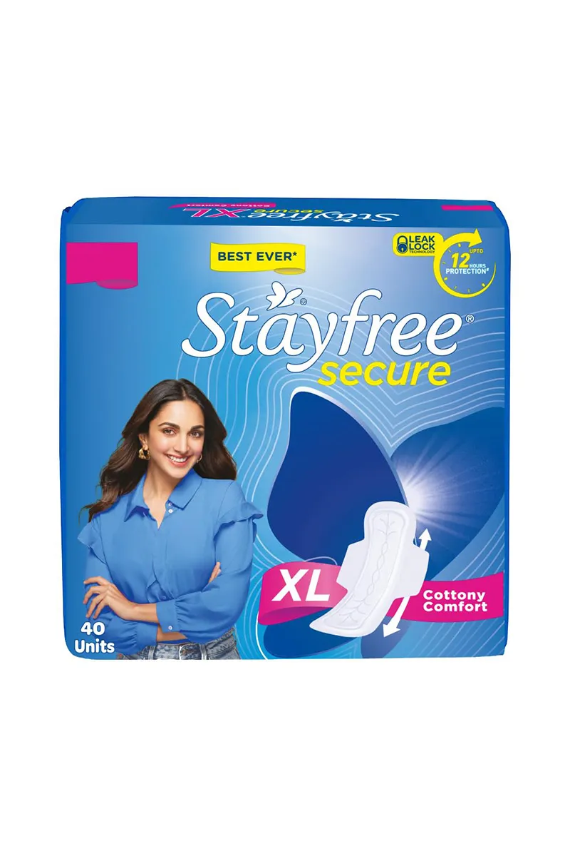 Stayfree Secure Cottony Comfort Sanitary Pads - XL, 40 Pieces