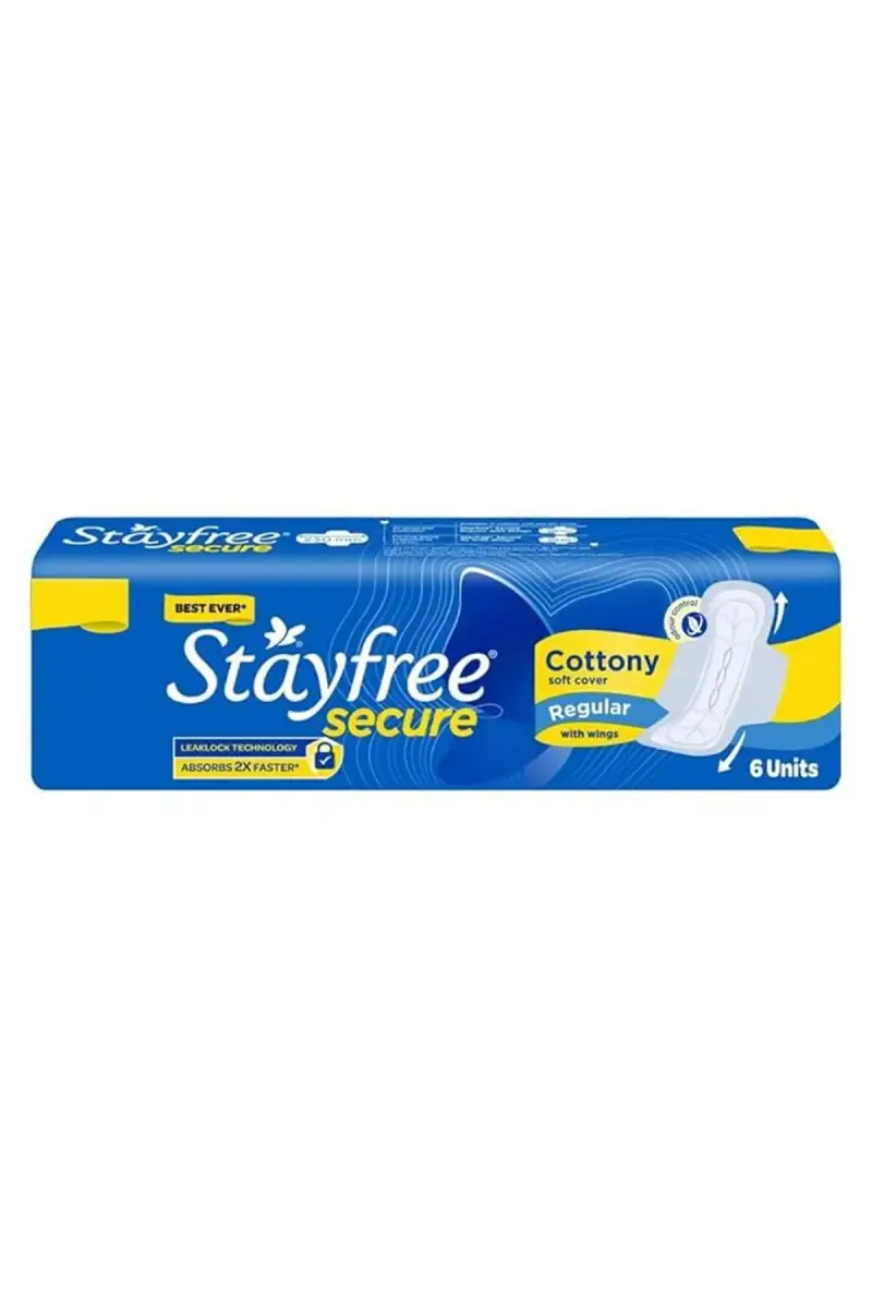 Stayfree Secure Cottony Comfort Sanitary Pads - Regular, 6 Pieces	