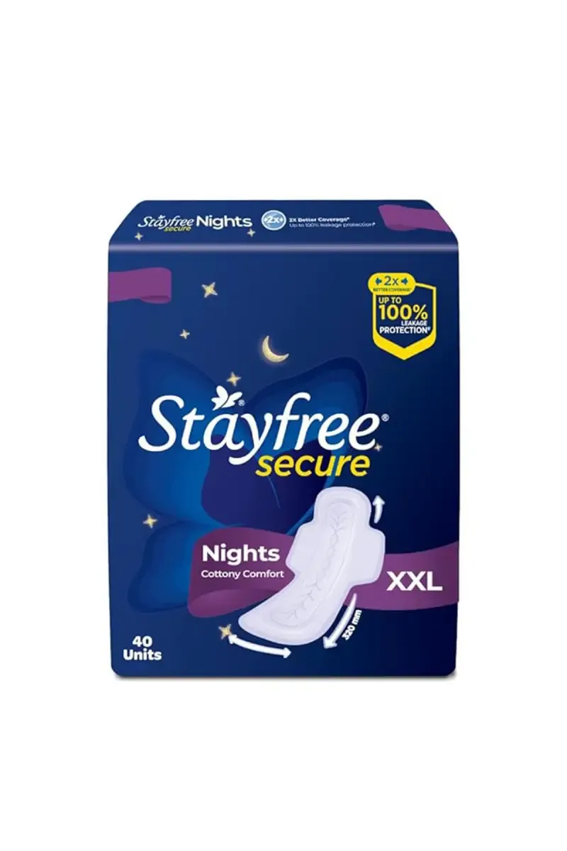 Stayfree Secure Nights Sanitary Pads - XXL, 40 Pieces