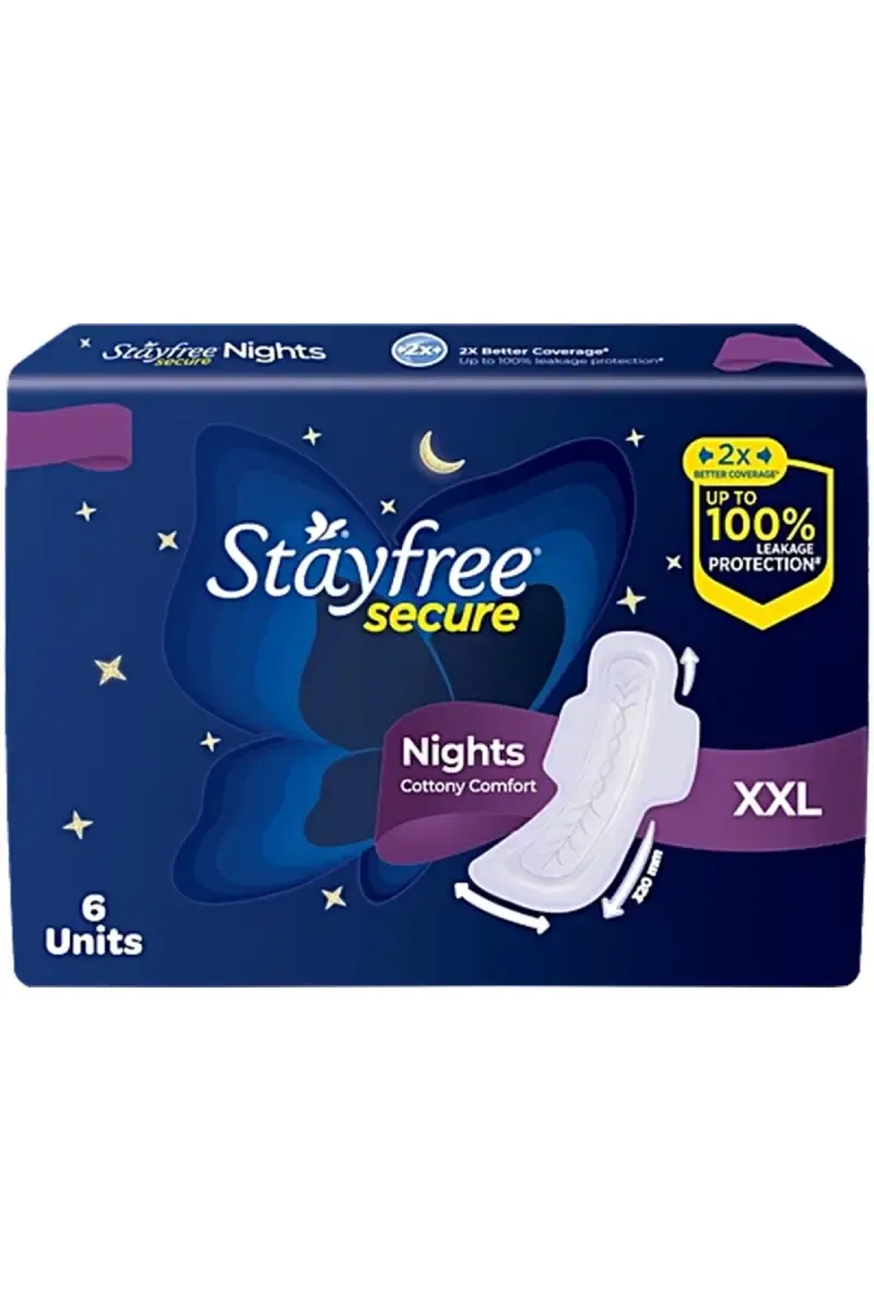 Stayfree Secure Nights Sanitary Pads - XXL, 6 Pieces