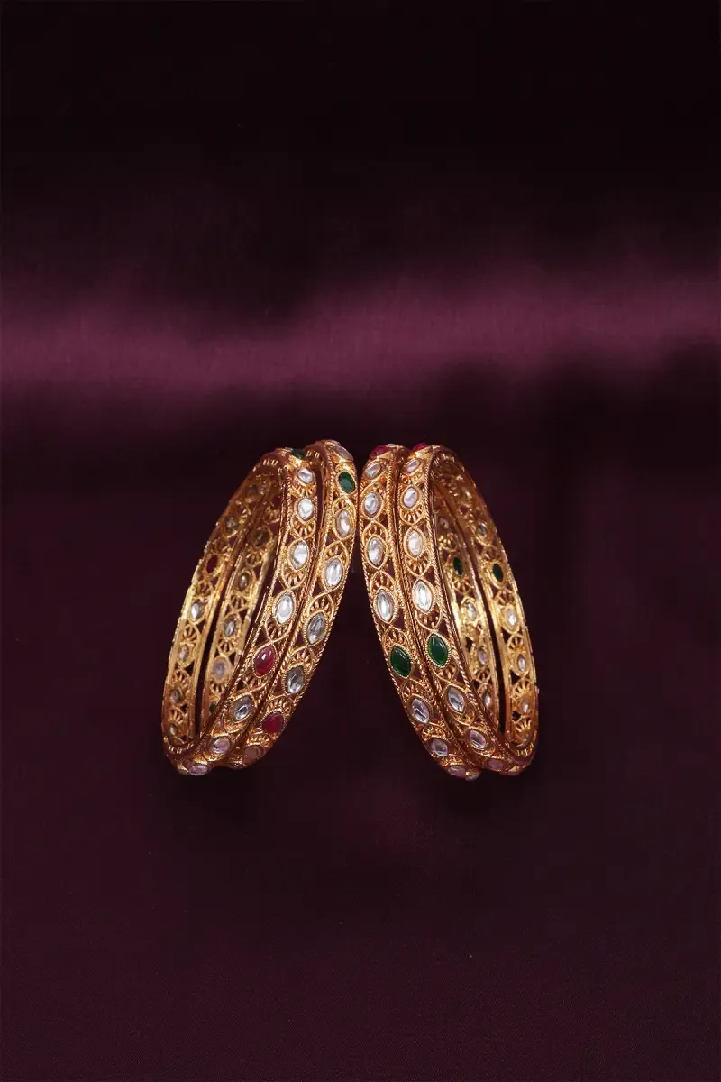Traditional Color Stone Bangles Set for Women